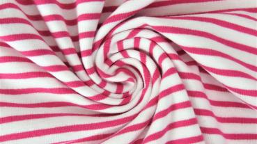 70 cm Reststück Jersey Streifen Weiß/Pink